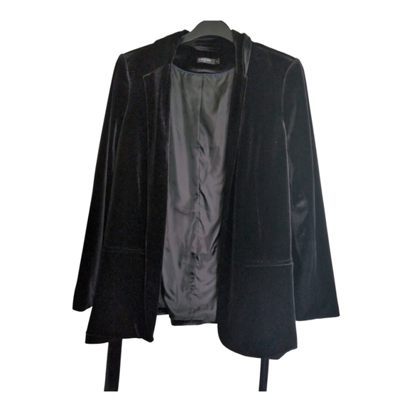 Signature Elegant Black Velvet Blazer Size L Us 12 - Picture 8 of 8